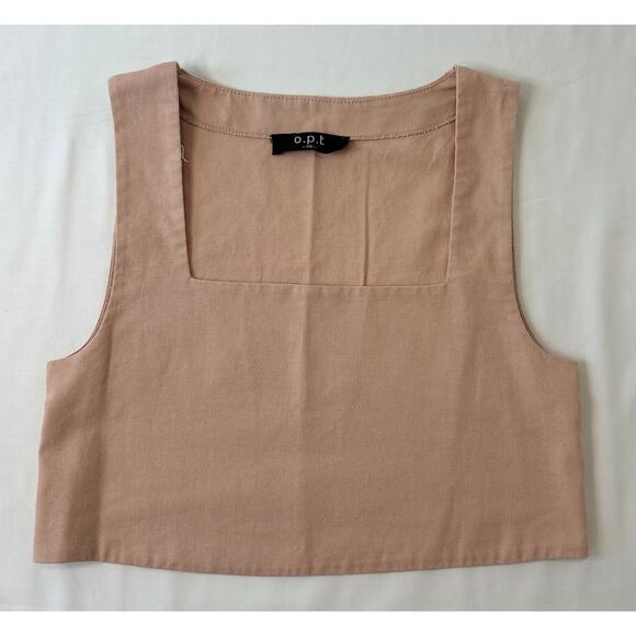 O.P.T Light Dusty Pink Linen Cropped Tank Top Size XS - Picture 1 of 3